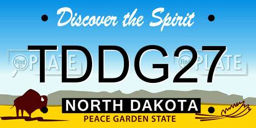 TDDG27 North Dakota License Plate