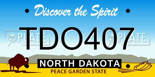 TDO407 North Dakota License Plate