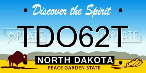 TDO62T North Dakota License Plate