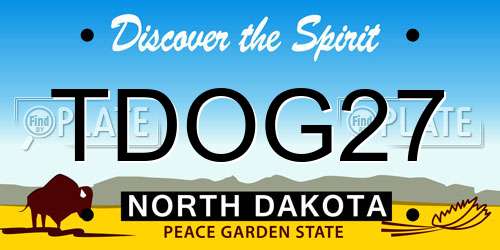 TDOG27 North Dakota License Plate