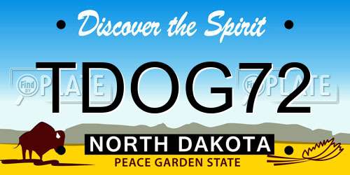 TDOG72 North Dakota License Plate