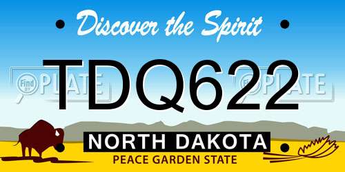 TDQ622 North Dakota License Plate