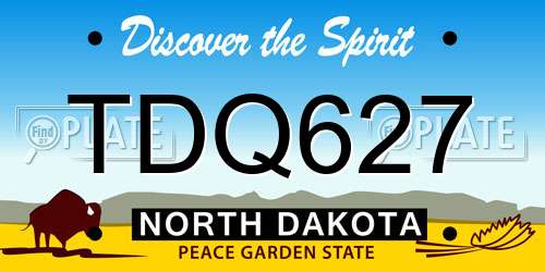 TDQ627 North Dakota License Plate