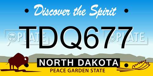 TDQ677 North Dakota License Plate