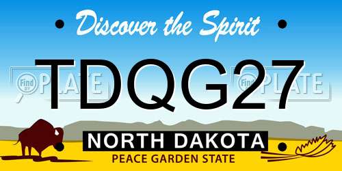 TDQG27 North Dakota License Plate
