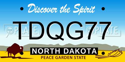 TDQG77 North Dakota License Plate