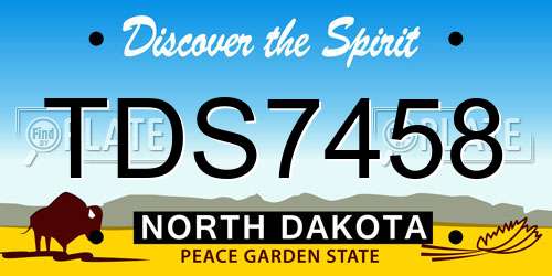 TDS7458 North Dakota License Plate