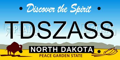 TDSZASS North Dakota License Plate