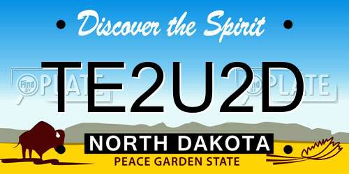 TE2U2D North Dakota License Plate
