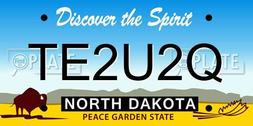 TE2U2Q North Dakota License Plate