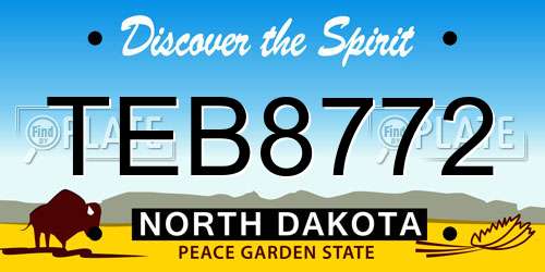 TEB8772 North Dakota License Plate
