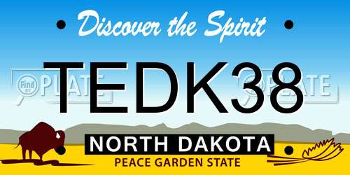 TEDK38 North Dakota License Plate