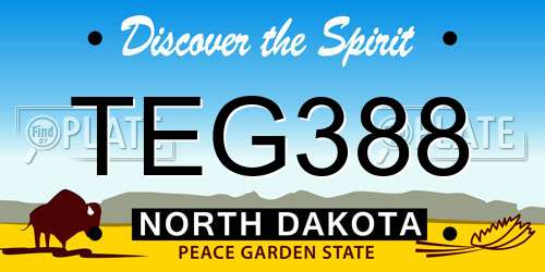 TEG388 North Dakota License Plate