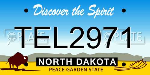 TEL2971 North Dakota License Plate