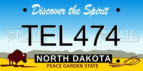 TEL474 North Dakota License Plate