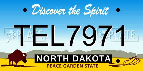 TEL7971 North Dakota License Plate