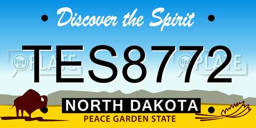 TES8772 North Dakota License Plate