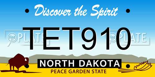 TET910 North Dakota License Plate