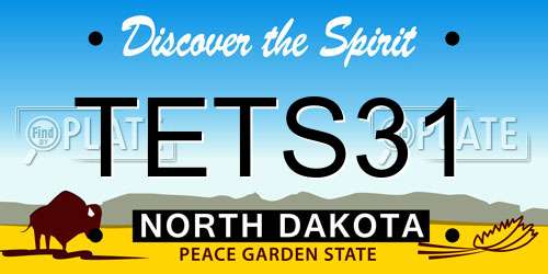 TETS31 North Dakota License Plate