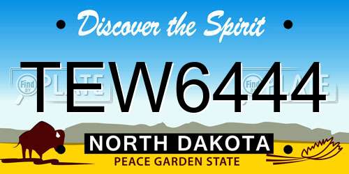 TEW6444 North Dakota License Plate