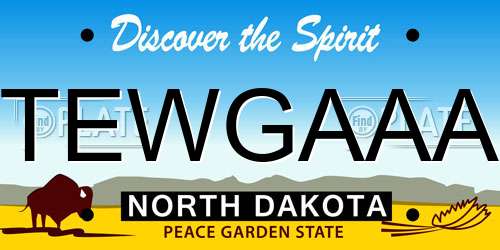 TEWGAAA North Dakota License Plate