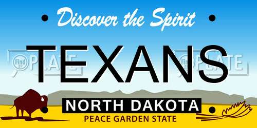 TEXANS North Dakota License Plate