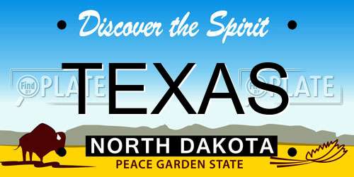 TEXAS North Dakota License Plate