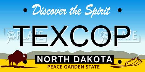 TEXCOP North Dakota License Plate