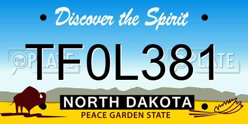 TF0L381 North Dakota License Plate