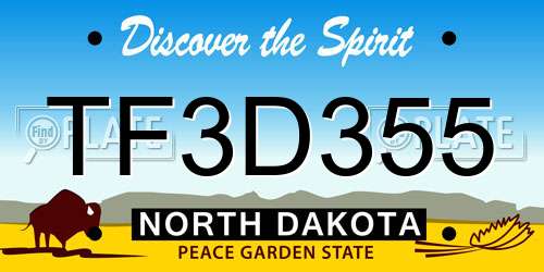 TF3D355 North Dakota License Plate