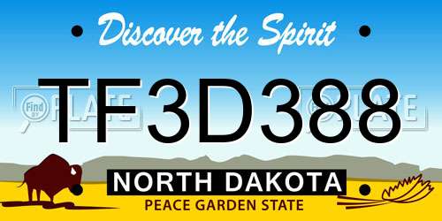 TF3D388 North Dakota License Plate