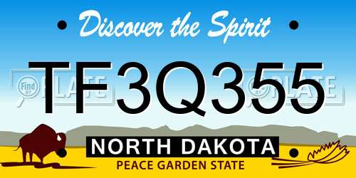 TF3Q355 North Dakota License Plate