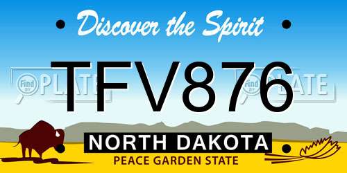TFV876 North Dakota License Plate
