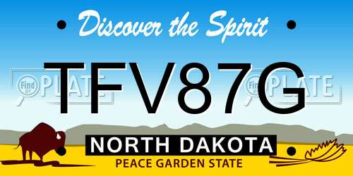 TFV87G North Dakota License Plate