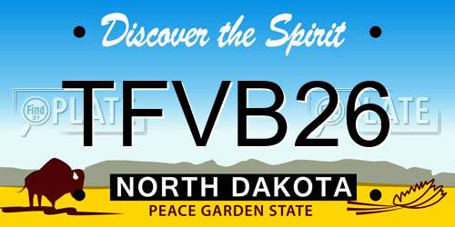 TFVB26 North Dakota License Plate