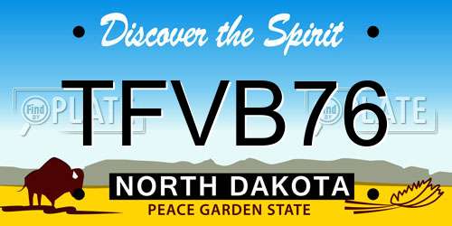 TFVB76 North Dakota License Plate