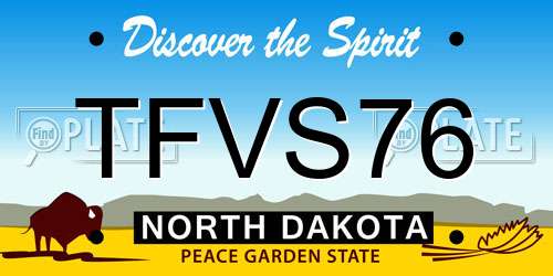 TFVS76 North Dakota License Plate