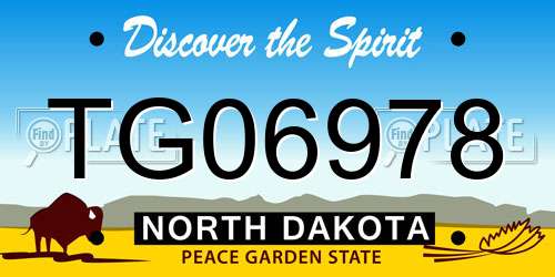 TG06978 North Dakota License Plate