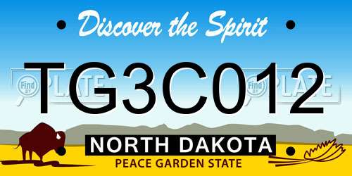 TG3C012 North Dakota License Plate