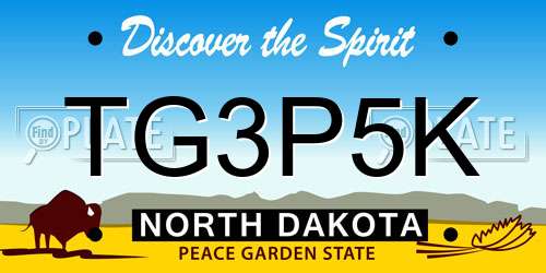 TG3P5K North Dakota License Plate