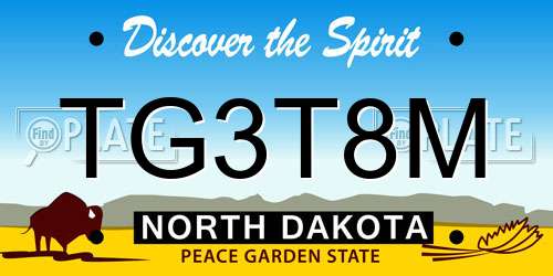 TG3T8M North Dakota License Plate