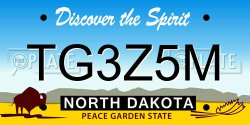 TG3Z5M North Dakota License Plate