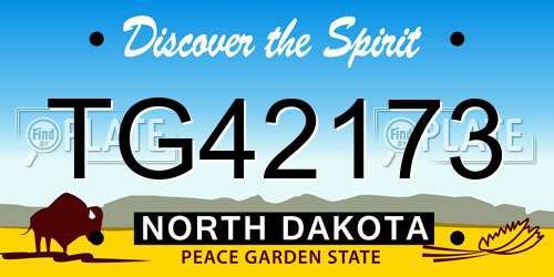TG42173 North Dakota License Plate
