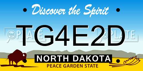 TG4E2D North Dakota License Plate