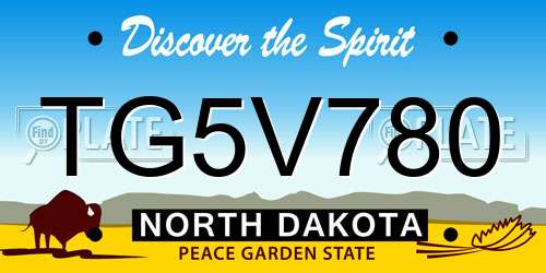 TG5V780 North Dakota License Plate