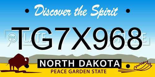 TG7X968 North Dakota License Plate