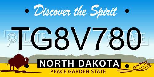 TG8V780 North Dakota License Plate