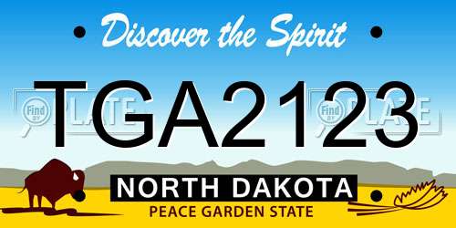 TGA2123 North Dakota License Plate