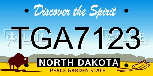 TGA7123 North Dakota License Plate