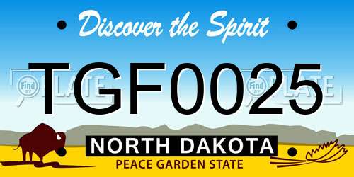 TGF0025 North Dakota License Plate